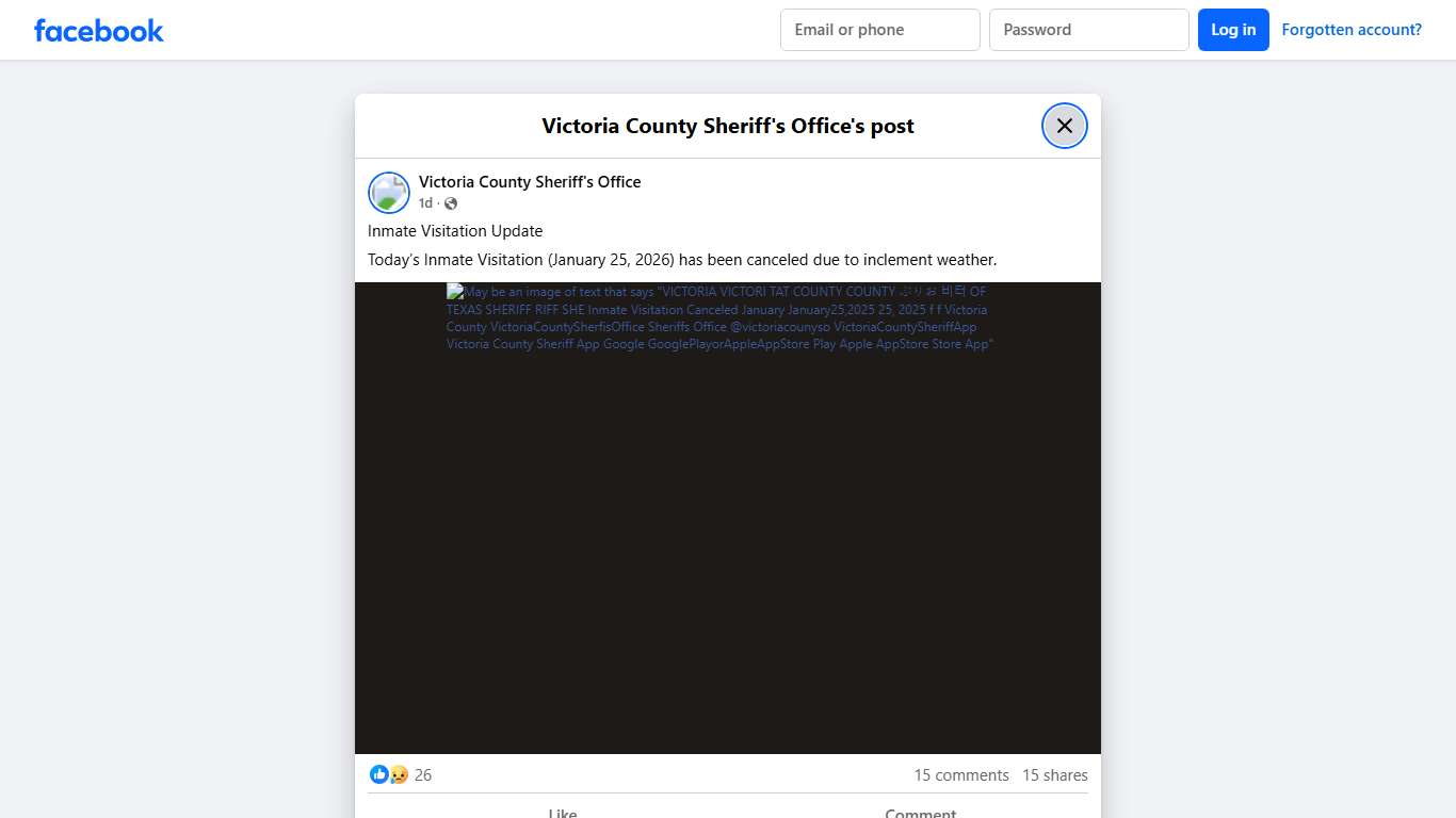 Inmate Visitation... - Victoria County Sheriff's Office Facebook